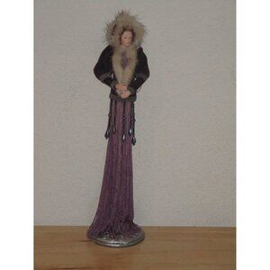 Popular Creations Red Faux Fur 1/2 Dress Tassel Doll Porcelain Good Pre Owned